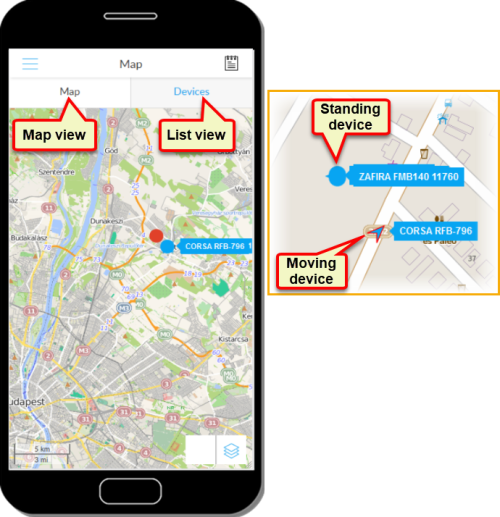 Devices on the map