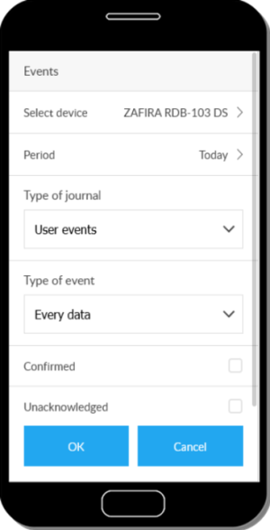 Event list parameters