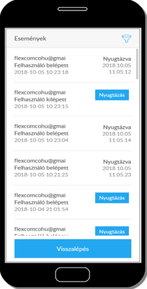 Az eseménylista kezelése